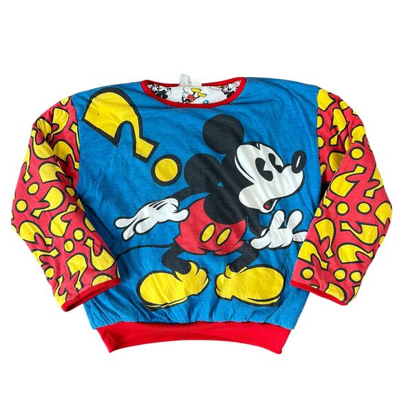 Vintage 90's Mickey and Co. Reversible Mickey Mouse Puffer Sweatshirt Adult (L) - Picture 1 of 16